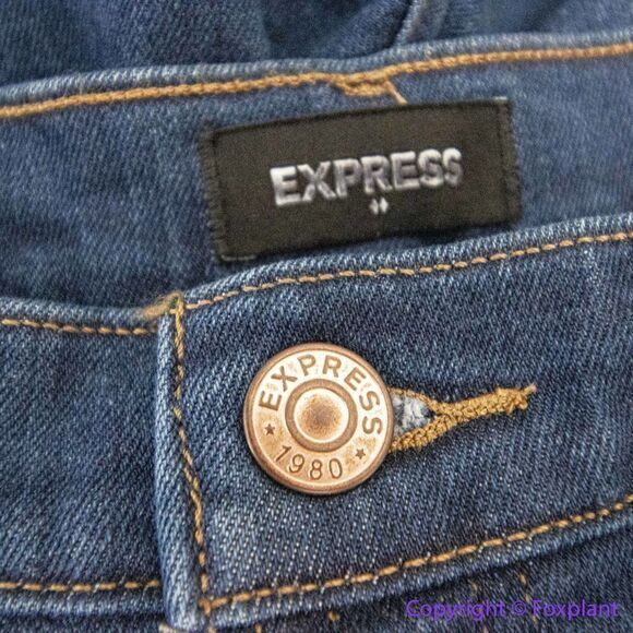 NEW Express super high rise mom jeans‎ in medium dark blue wash, 14R - Picture 10 of 13